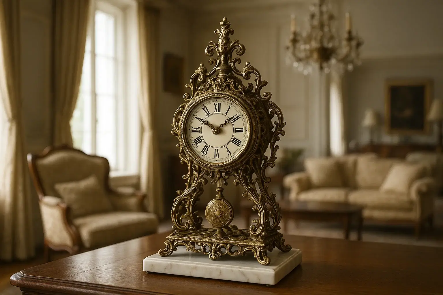 Antique Brass Pendulum Clock